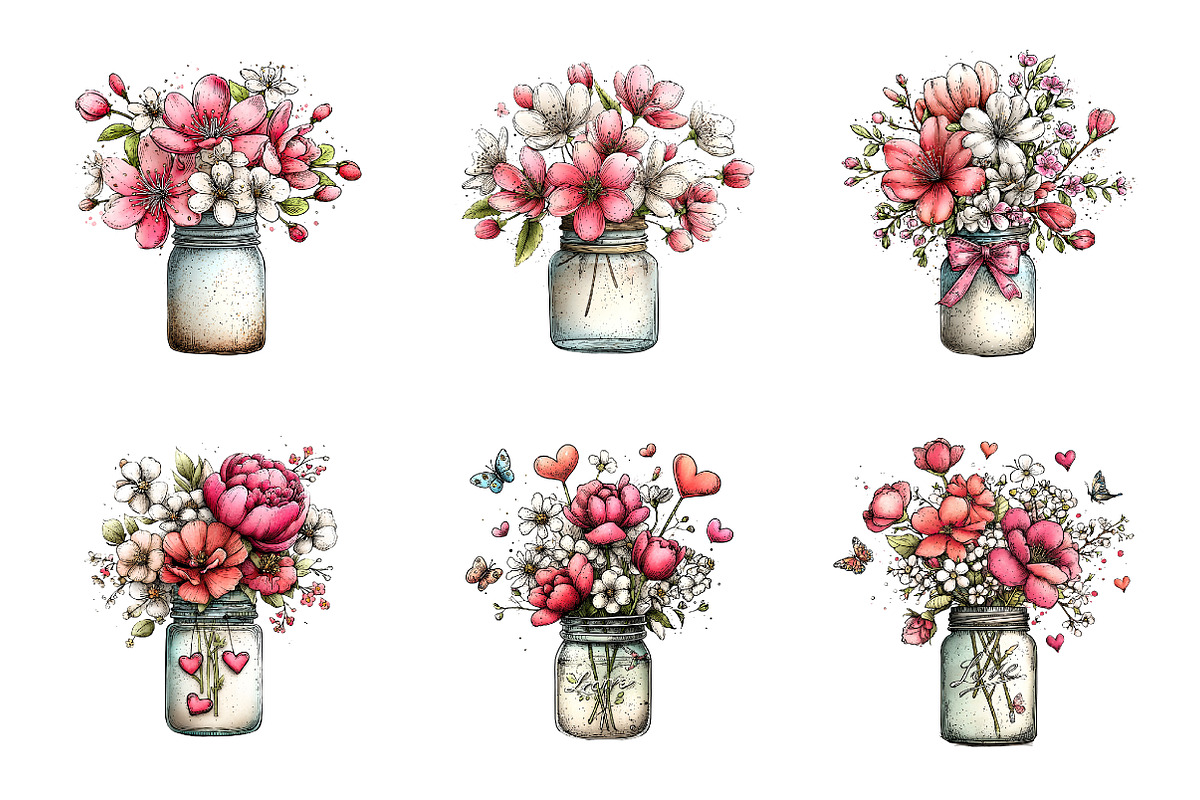 Whimsical flowers spring clipart, an Illustration by SinaCreation (Photo 9 of 11)