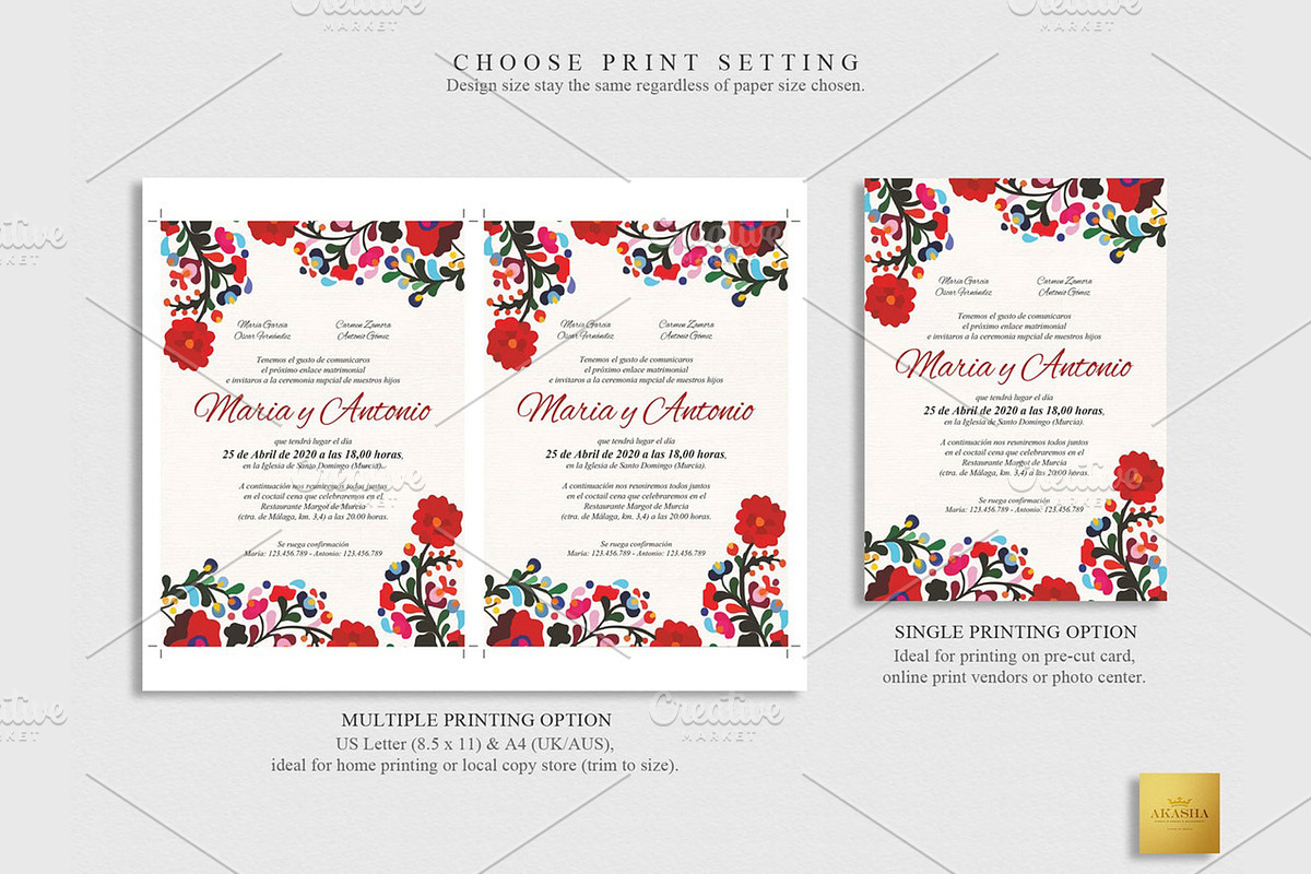 Mexican Wedding Invitation | CANVA, a Stationery Template by Creative Market (Photo 3 of 5)