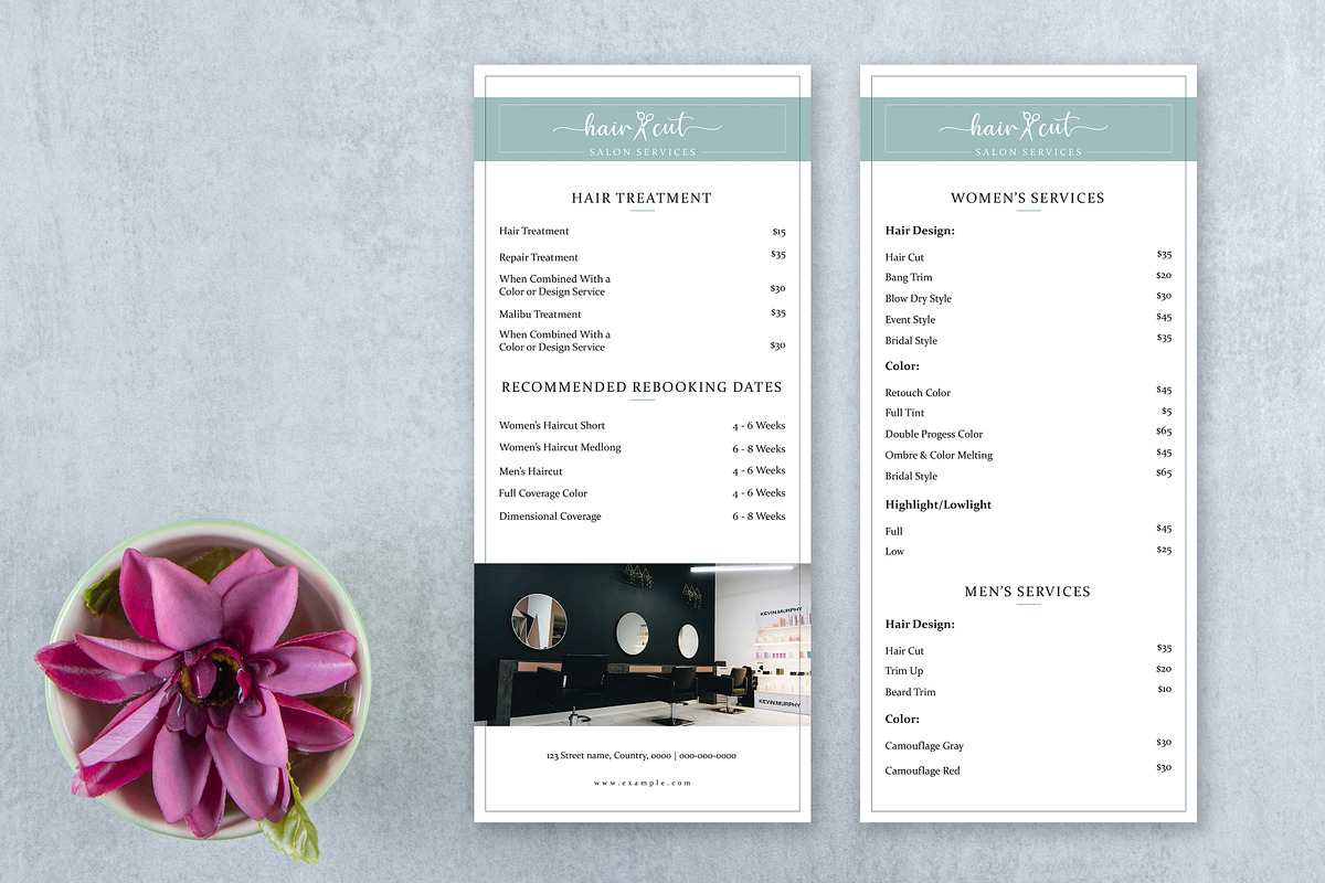 Beauty Salon Price List Rack Card preview 2
