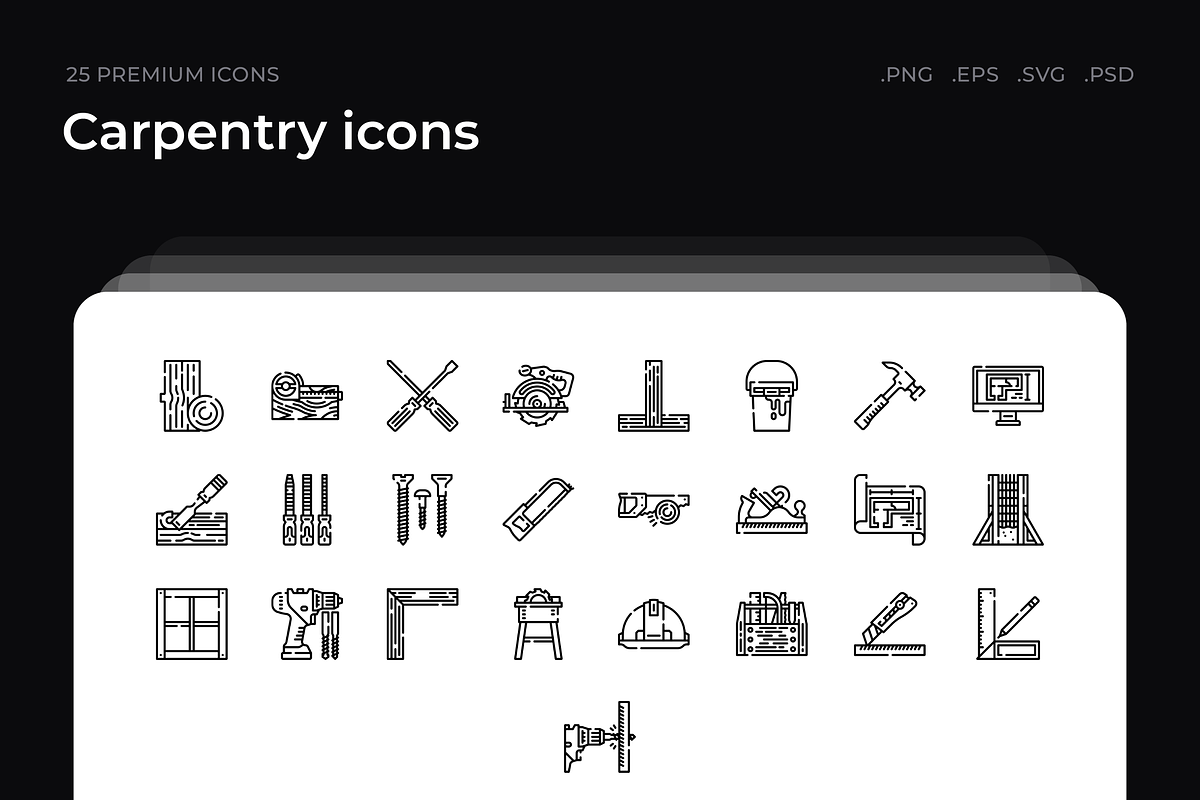 Carpentry icons, an Outline Icon by Wencory