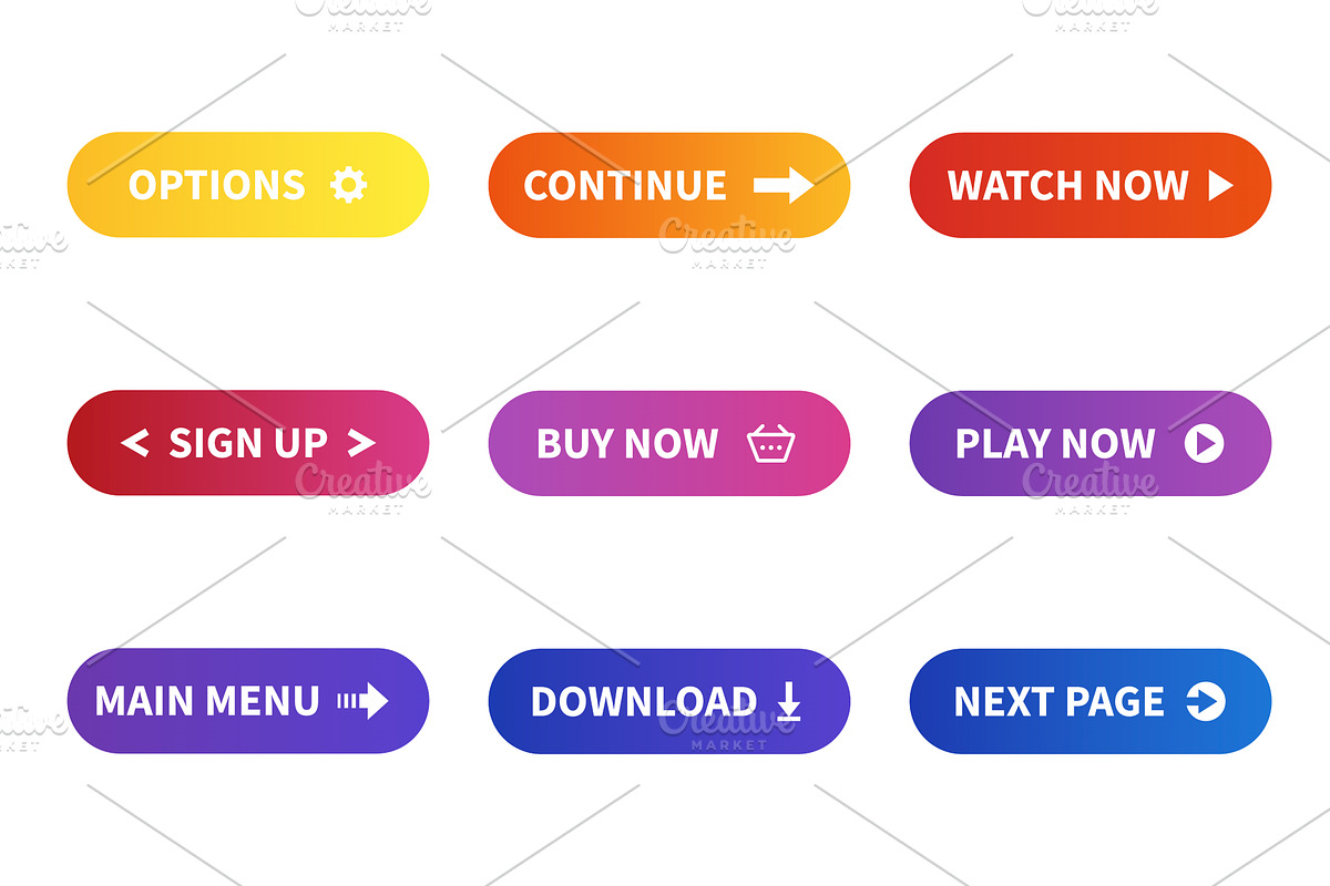 Set of colored buttons for website, an Object Illustration by Vector Creator