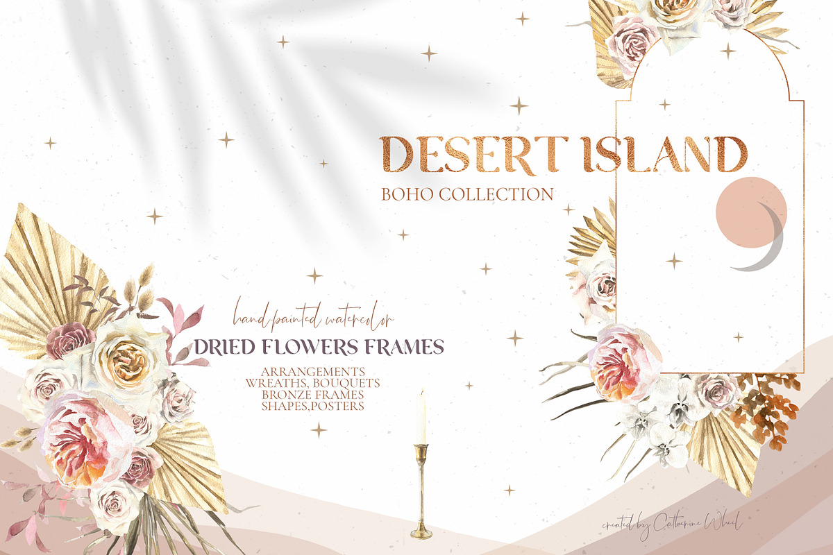 Desert Island Watercolor Boho, an Illustration by Catherine Wheel (Photo 1 of 18)