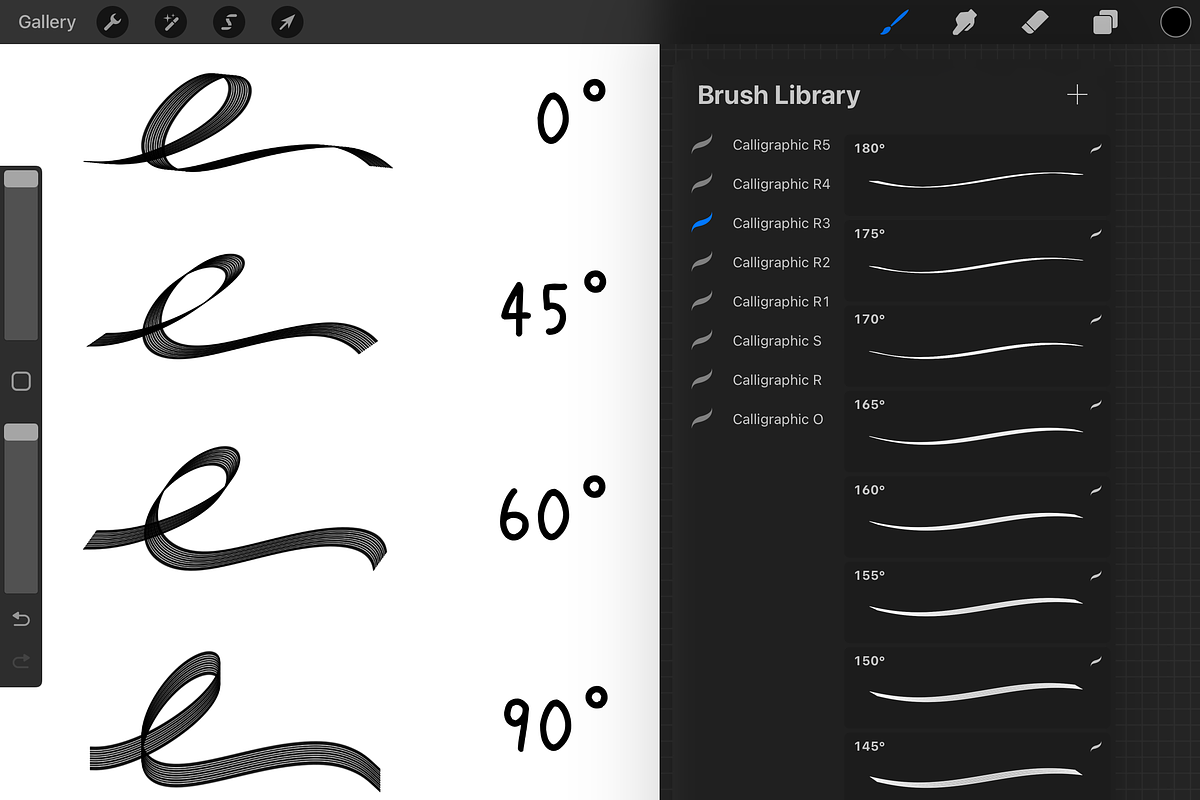 Procreate Calligraphic Brushes [iii], a Brush Add-On by 103cia (Photo 2 of 4)