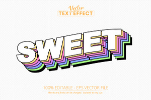Sweet text effect, editable colorful
