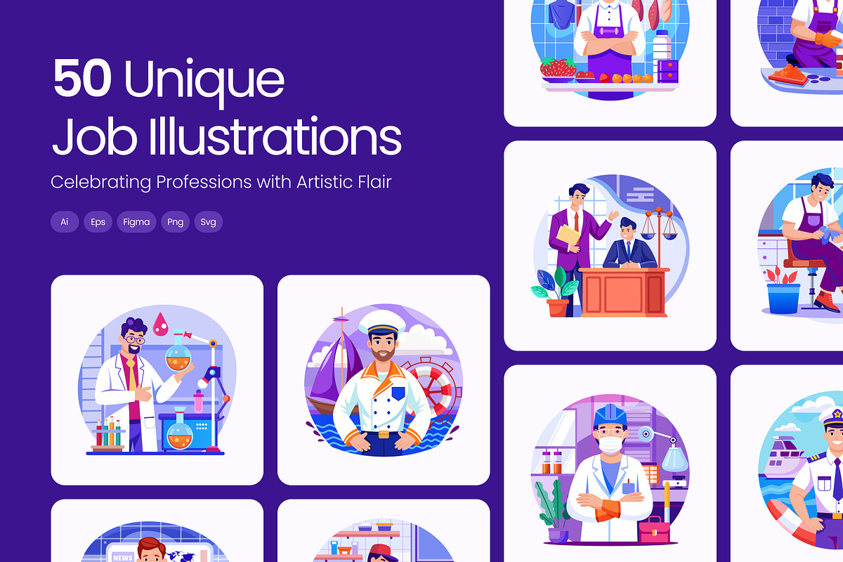 Job Illustrations Art Set, a Work Illustration by Prosymbols (Photo 1 of 9)