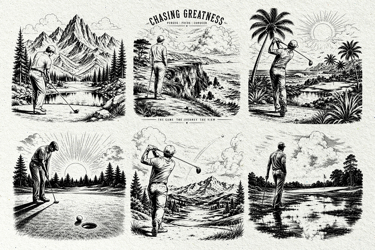 Golf Sport Line Art Graphics, a Sport Illustration by DENIDigitalArtSudio (Photo 3 of 7)