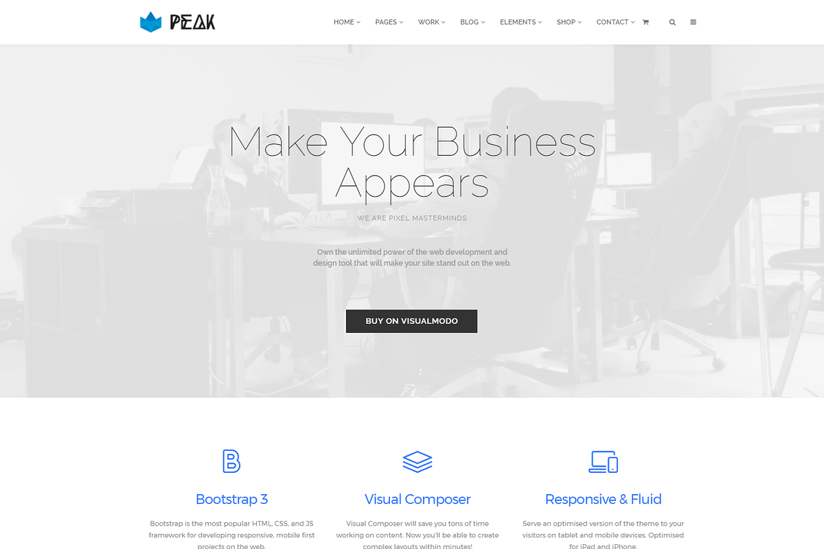 Peak Premium Agency WordPress Theme, a WordPress Template by Visualmodo (Photo 3 of 18)