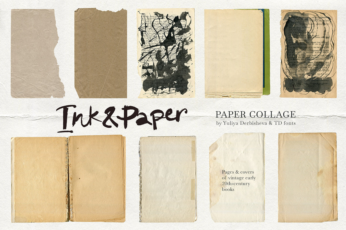 Ink Paper collage elements scraps, an Object Graphic by TD fonts (Photo 7 of 13)