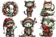 Whimsical Christmas Cats Clipart, an Illustration by DreamArtGraphic (Thumbnail 4 of 4)