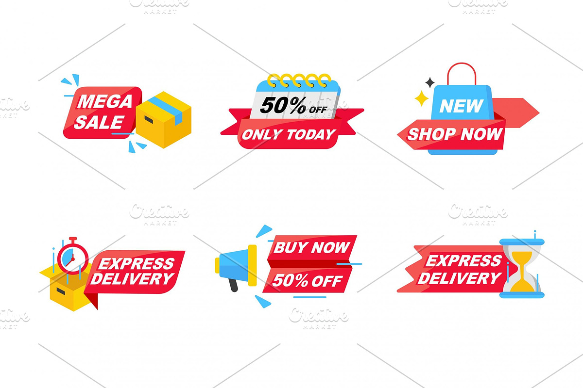 Mega sale and delivery icon set, a Templates & Theme by TotallypicRF