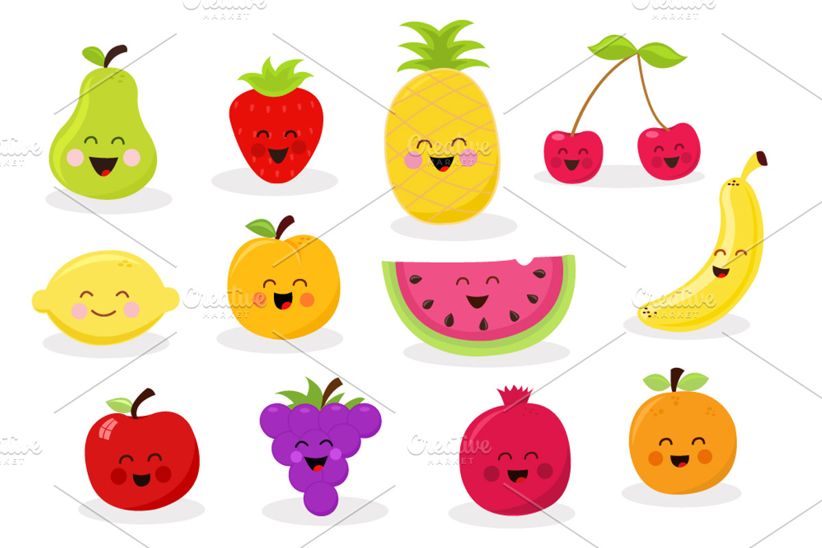 Collection Of Fruit Characters, an Illustration by pinipin