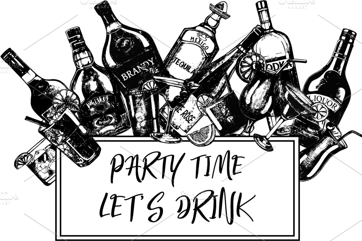Cocktails, Drinks & Glasses, a Decorative Illustration by Ecaterina Sciuchina (Photo 5 of 9)