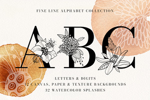 FINE LINE Floral Alphabet