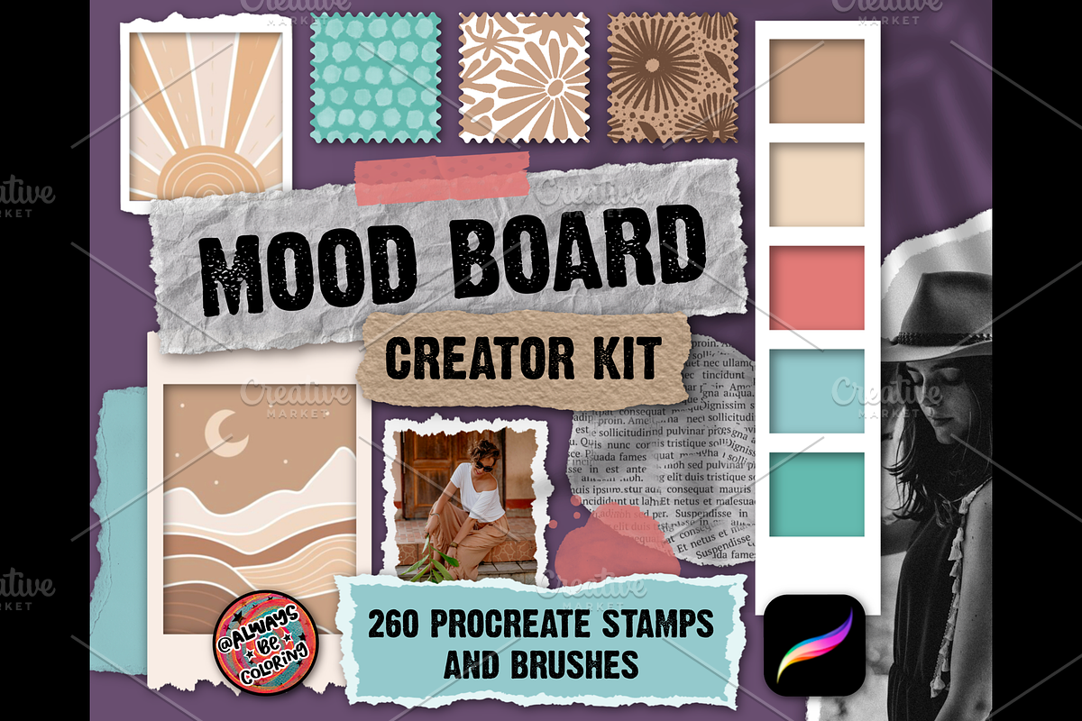Procreate Mood Board Creator Kit, a Brush Add-On by AlwaysBeColoring (Photo 1 of 13)