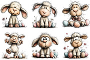 Whimsical Easter Sheep Clipart, an Illustration by Sublimation Artist (Thumbnail 7 of 7)