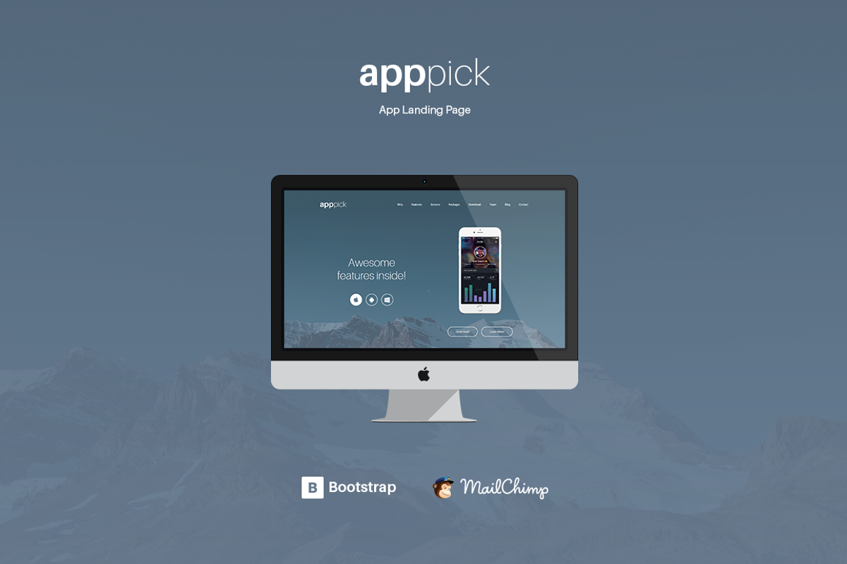 Apppick - Complete App Landing Page, a Bootstrap Template by BD InfoSys (Photo 1 of 3)