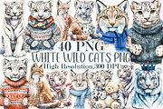 Winter Clip Art White Wild Cats Png, an Illustration by Sublimation Artist (Thumbnail 1 of 6)