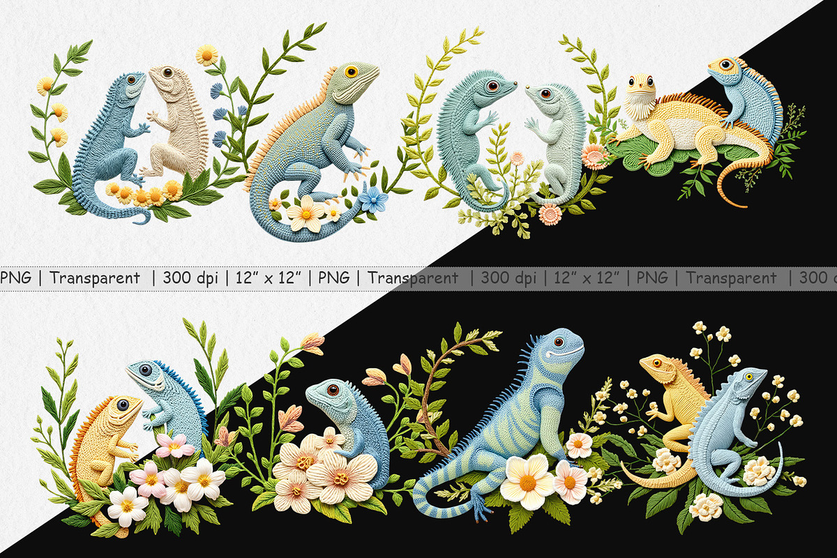 Iguana Embroidery Clipart, a Graphic by Artnoy (Photo 2 of 5)