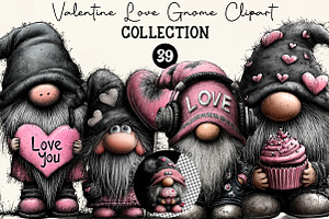 Quirky Valentine Love Gnome Clipart, an Illustration by DreamCafeArt