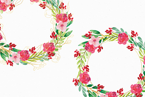 Pink & Gold Peonies Watercolor Set