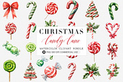 Watercolor Candy Cane Clipart, an Illustration by SinaCreation (Thumbnail 1 of 5)