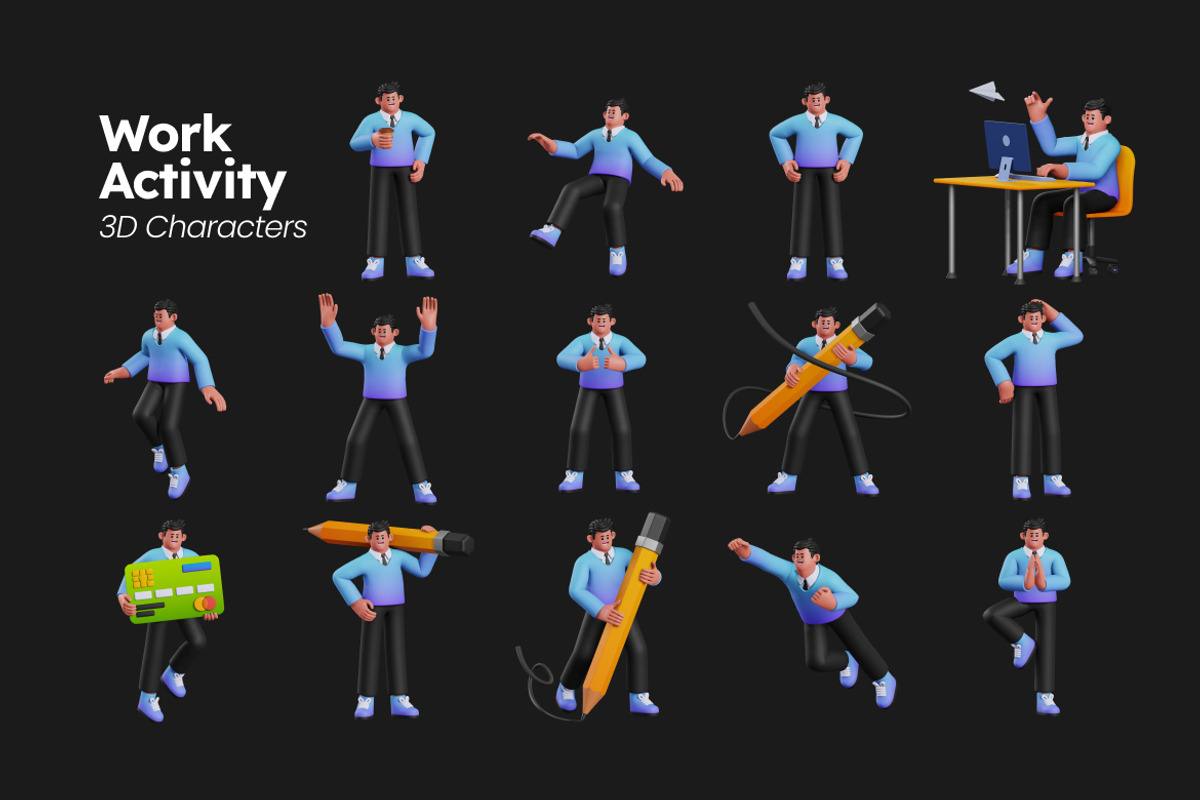 Work Activity 3D Characters, a Person Illustration by Rakata Studio (Photo 2 of 4)
