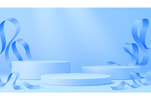 Blue podium stage with ribbons, a Decorative Illustration by Buch&Bee