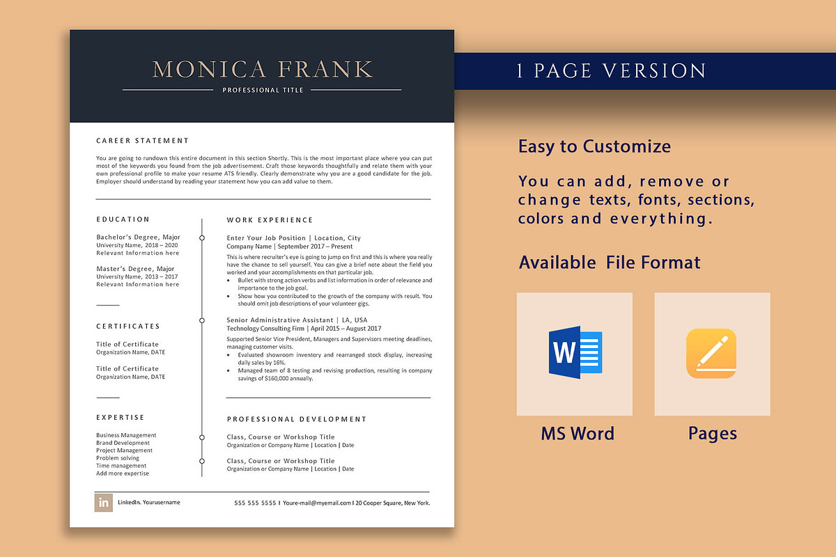 Resume template pro, Word, Pages, a Resume Template by VictoriousVita (Photo 2 of 8)