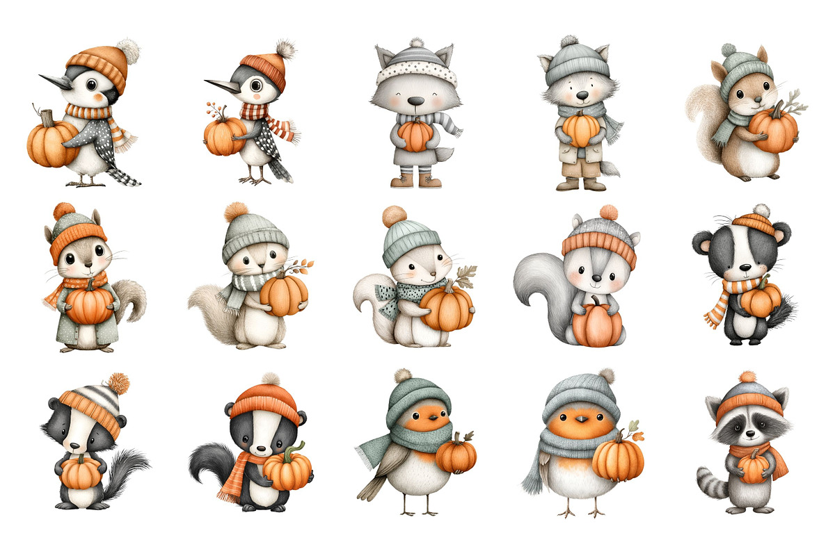 Watercolor Fall Woodland Clipart, a Seasonal Illustration by Nicolle's Colorful Art (Photo 2 of 8)