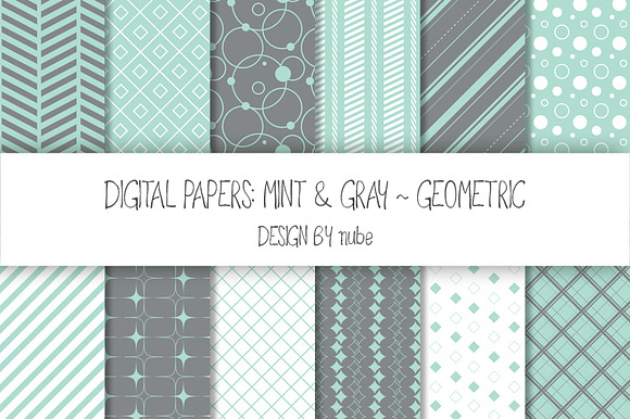 Geometric Seamless Patterns - Mint preview 2
