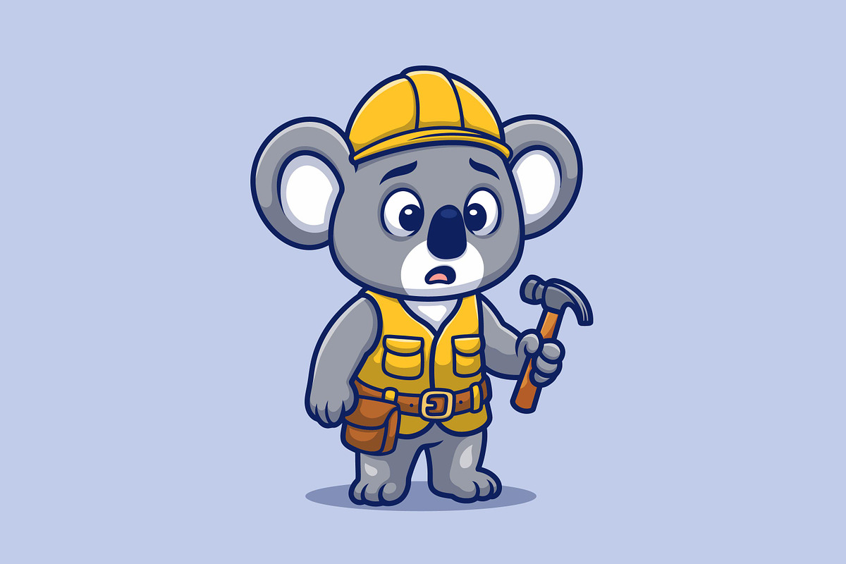 Worried Koala Builder Cute Cartoon C, an Animal Illustration by Gumrega Studio