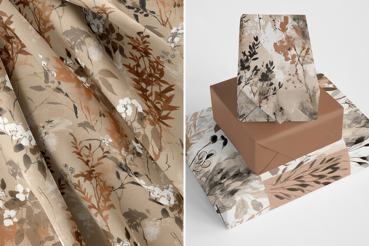 Gestural Botanical Patterns, a Pattern Graphic by Ninterints