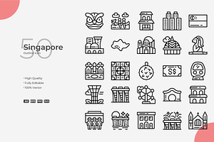 Singapore Outline Icons, an Icon by Bloodline