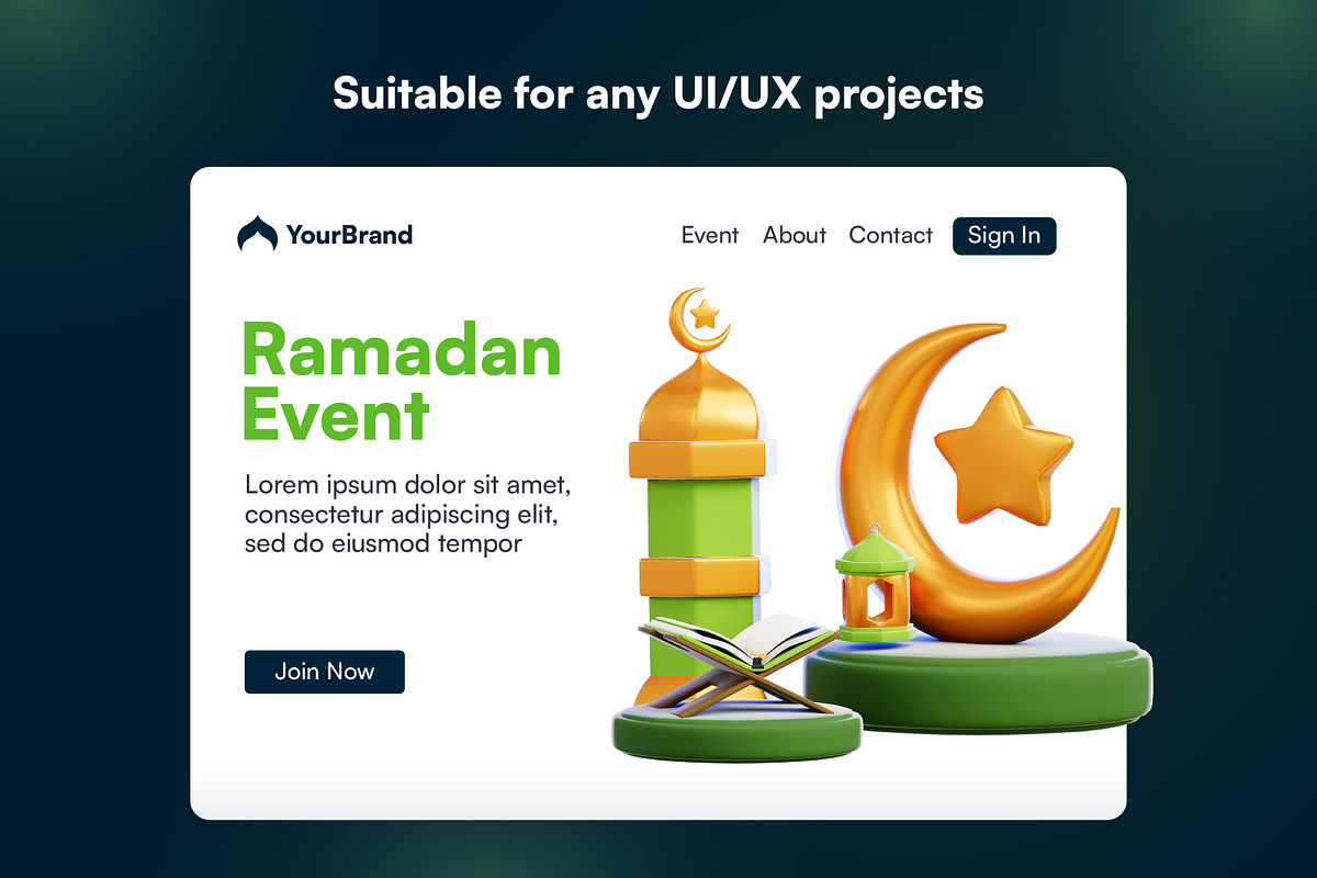 20 Ramadan 3D Icon Set, an Object 3D Model by Bilicube Studio (Photo 4 of 6)