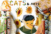 Cats and arts + BONUS illustration, a Pattern Graphic by Lineli (Thumbnail 1 of 8)