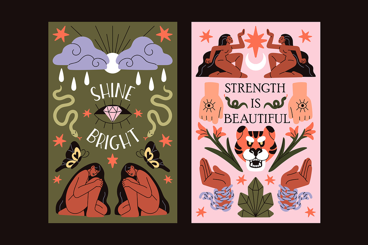 Woman power boho cards, posters set, a Decorative Illustration by PaperTrident (Photo 2 of 7)