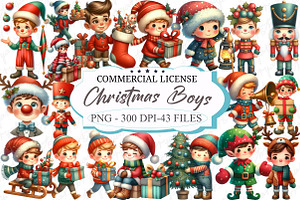 Quirky Christmas Boys Clipart, an Illustration by designcity5