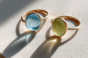 Elegant gold rings with oval blue, a Beauty & Fashion Photo by MistyDay