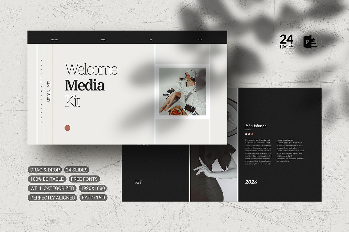 Welcome Media Kit PowerPoint, a Presentation Template by White Graphic (Photo 1 of 7)
