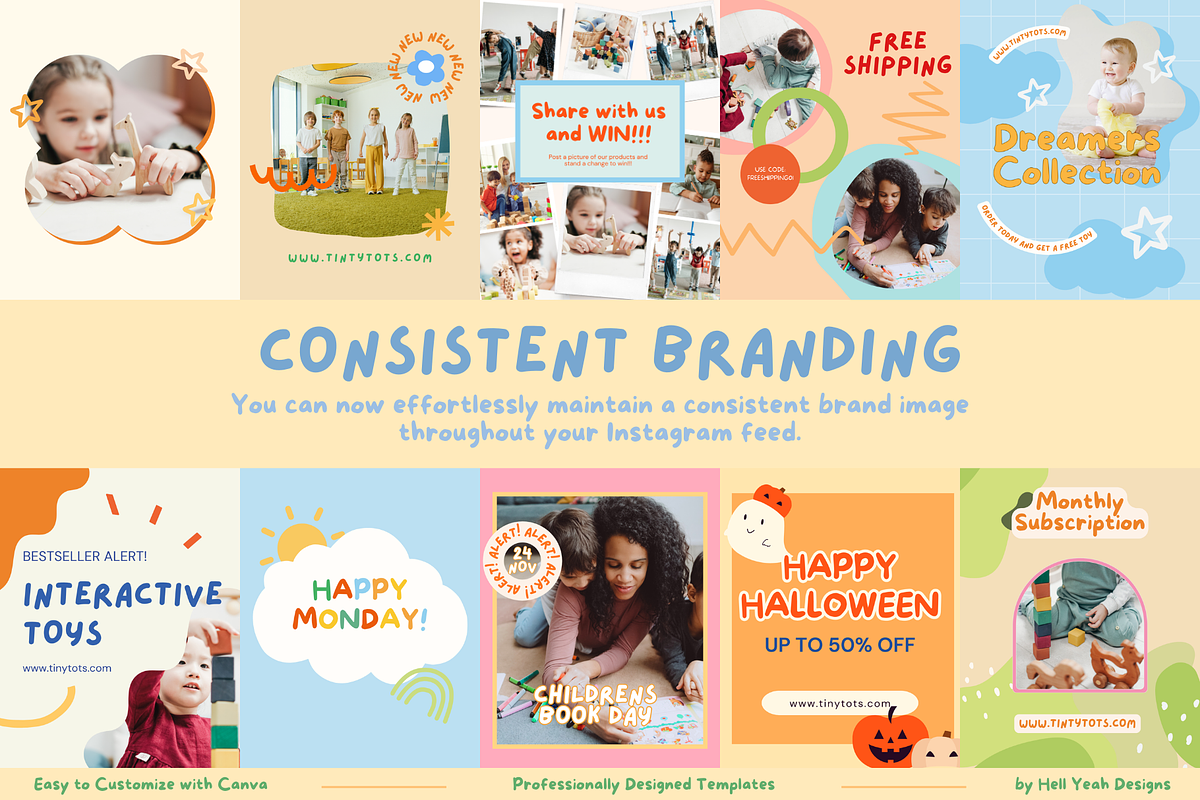 Kids Theme Instagram Post Templates, a Social Media Template by Hell Yeah Designs (Photo 7 of 14)
