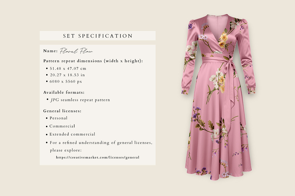 Floral Flow, Romantic Repeat Pattern, a Pattern Graphic by Marchel Studio (Photo 3 of 4)