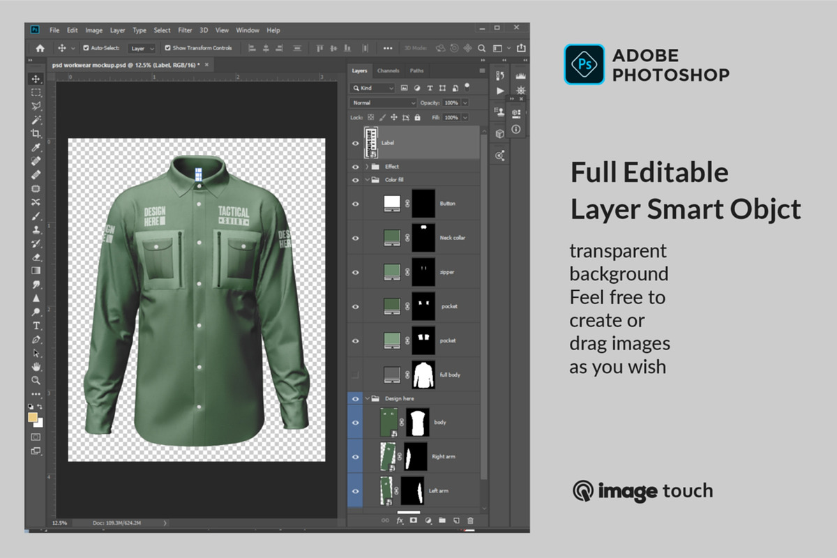 Tactical Shirt Mockup, a Shirt Mockup by image touch (Photo 4 of 5)