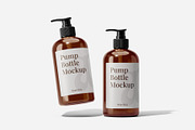 Amber Pump Bottle Mockup, a Cups & Container Mockup by Akebareee (Thumbnail 1 of 3)