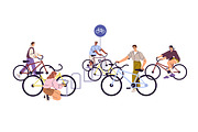 People parking bicycles at station, a Transportation Illustration by PaperTrident (Thumbnail 4 of 4)