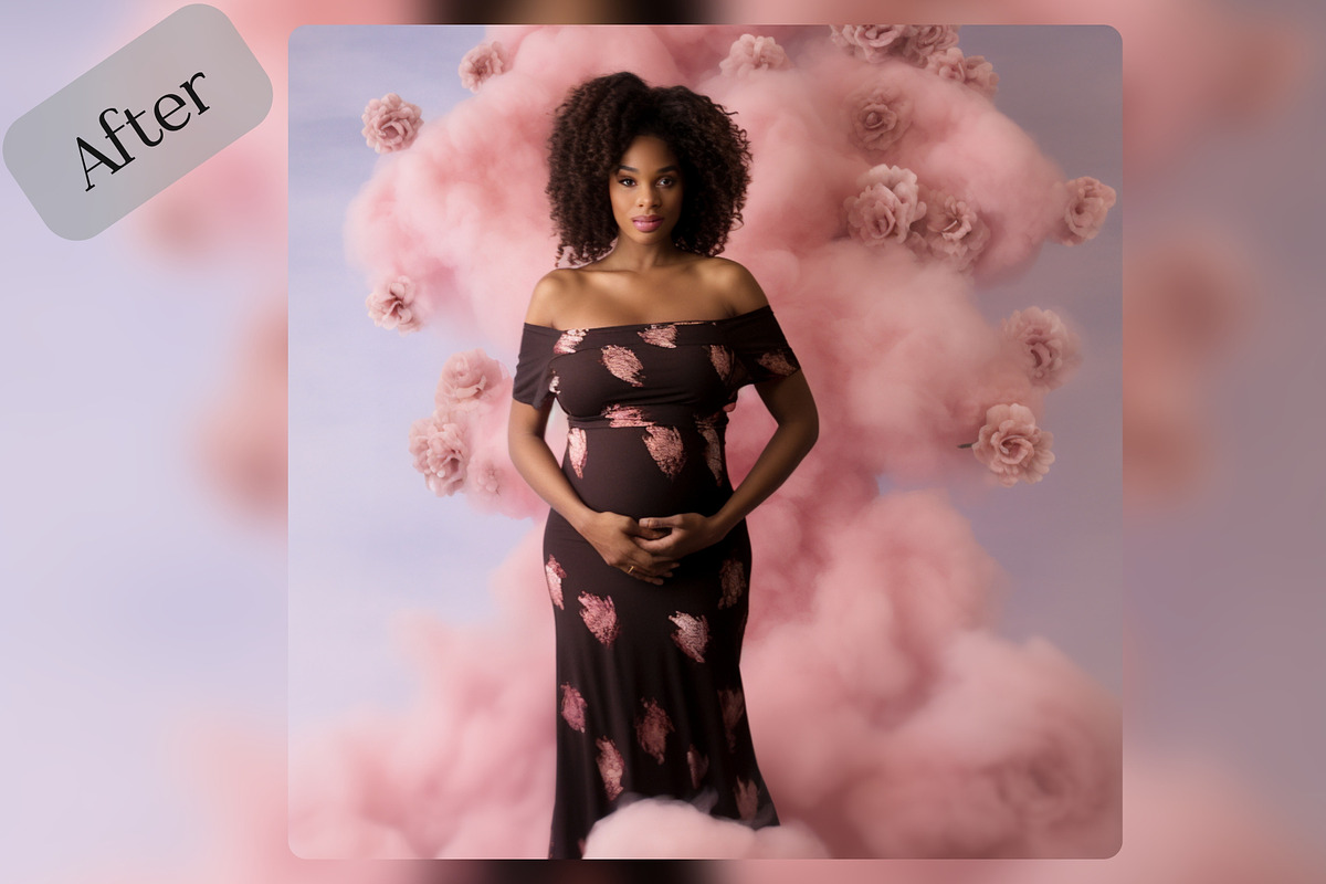 10 Pink Floral Maternity Backdrops, a Layer Style Add-On by NSTUDIO (Photo 9 of 9)