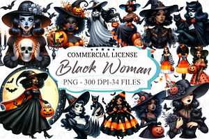 Watercolor Halloween Black Woman, an Illustration by designcity5