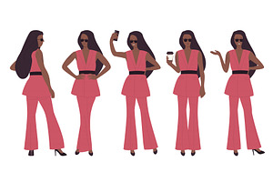 Stylish Afro Fashionista in Pink, an Object Illustration by Flashvector