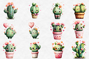 Cute Cactus Valentine Clipart Bundle, an Illustration by Designworld (Thumbnail 4 of 5)