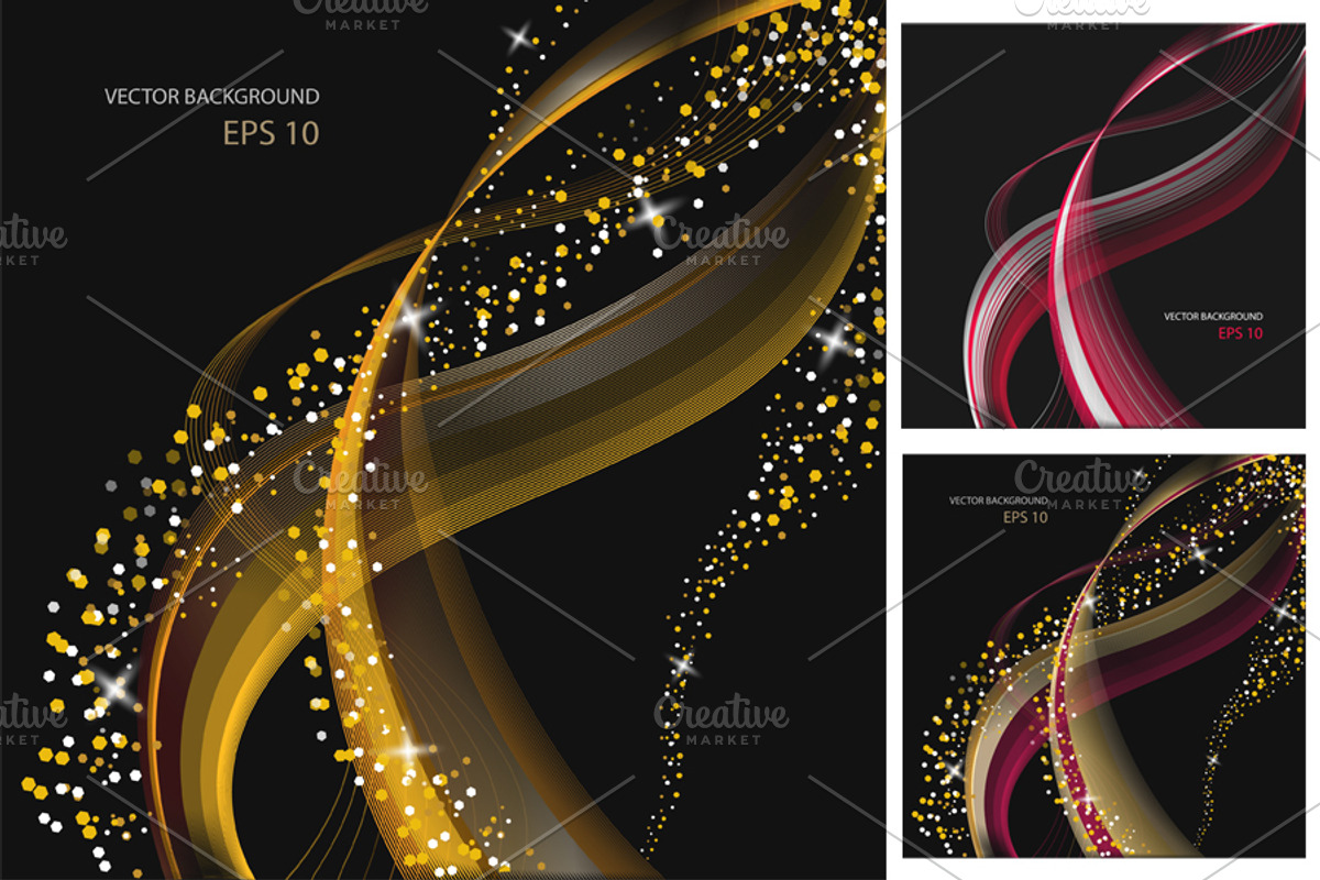 Shiny abstract waves, a Decorative Illustration by MalinaShop