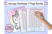 Cute Savings Challenge 7 Page Bundle, a Stationery Template by Pixels N Bows (Thumbnail 1 of 2)